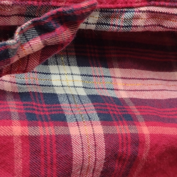 GAP Pink Plaid Tunic Shirt with Gold Shimmer and Tie Belt - Picture 5 of 6